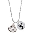 thumbnail image 1 of Delight Jewelry Keep Calm Grandma is Here Silvertone Script Initial Disc - Y - Charm Necklace, 20"+3", 1 of 4