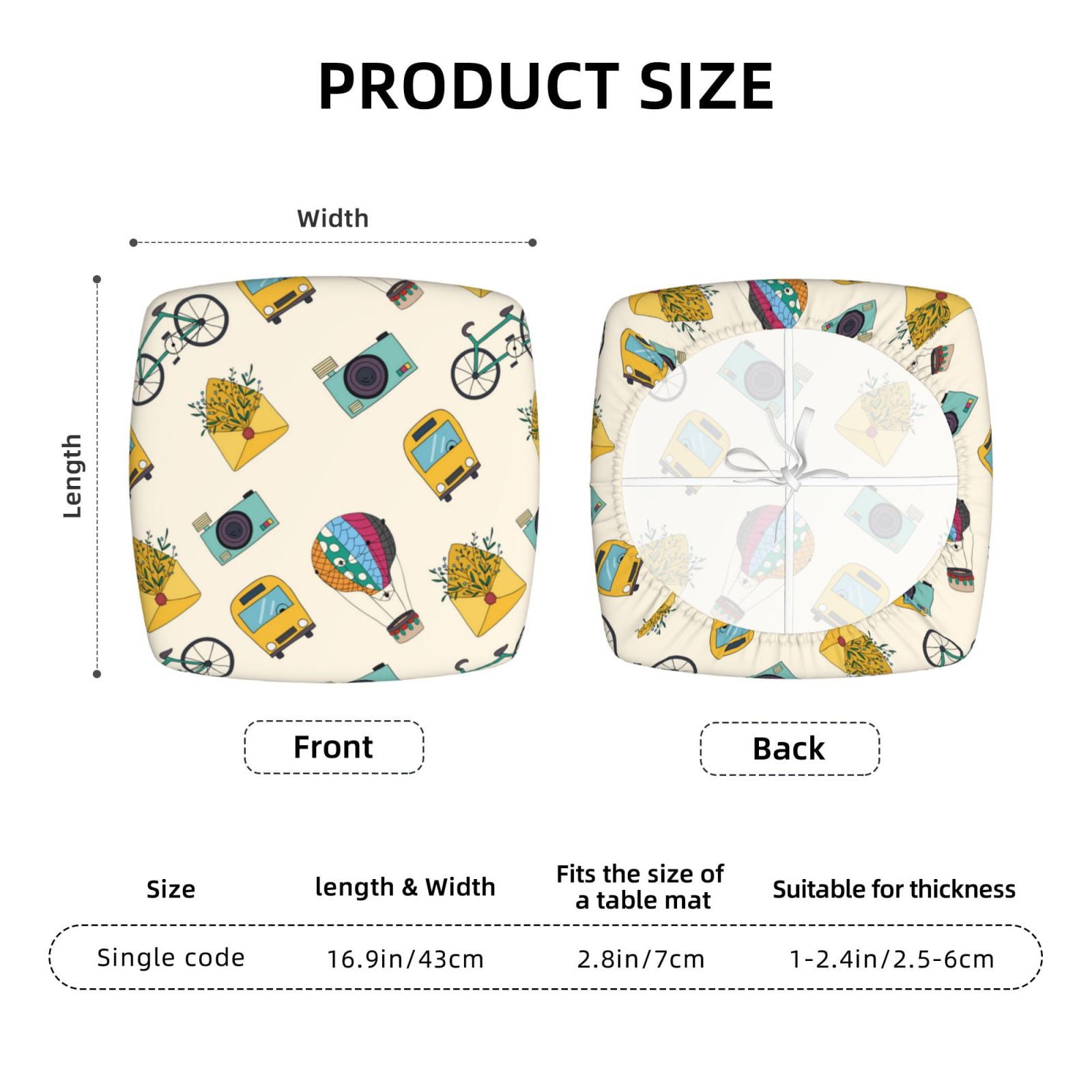 Picia Travel Elements Square Couch Cushion Covers,Magic Sofa Covers Washable,Stretch Couch Covers-16.9in