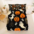 thumbnail image 5 of Manfei Spooky Pumpkin Lantern King Sheets,Ghost And Bat Halloween Bedding,4 Pieces,1 Flat Sheet,1 Fitted Sheet and 2 Pillowcases, 5 of 6