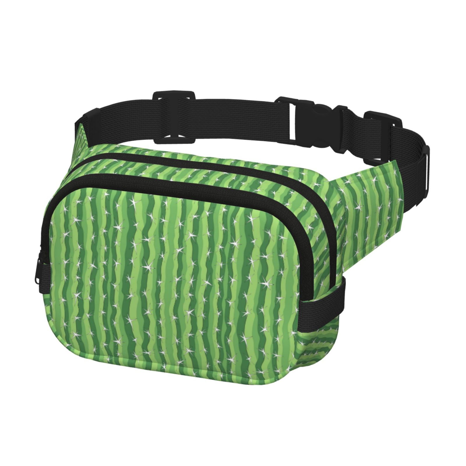 Picia Cactus Print Square Double-Layer Waist Bag Mini Adjustable Waist Belt Bag Exercise Running Travel Hiking