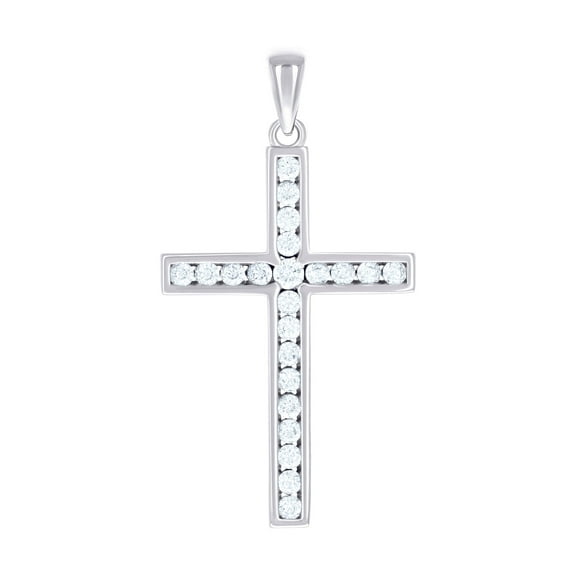 925 Sterling Silver Unisex Cubic Zirconia Cross Religious Charm Pendant Necklace 39.4x20.8mm Wide Pendant for Women