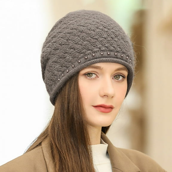 Lroveb Beanie for Women Lined Knit Acrylic Winter Hat Womens Mens Silk Soft Casual Warm Hat