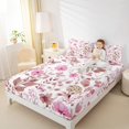thumbnail image 4 of Homewish Girly Pink Floral Queen Sheet Sets for Kids, Rustic Plant Botanical Flat Sheet, Kawaii Butterfly Queen Fitted Sheet, Microfiber Bedroom Decor, 4-Piece, 4 of 7