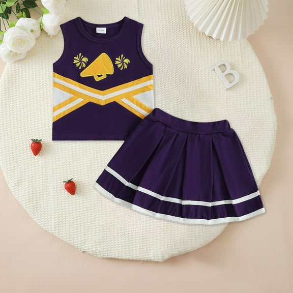 Baby Cheerleader Outfit Pink Toddler Baby Girl Cheerleader Outfit Shirt Tops Skirt Set Cheer Uniform Outfit Cheerleading Clothes