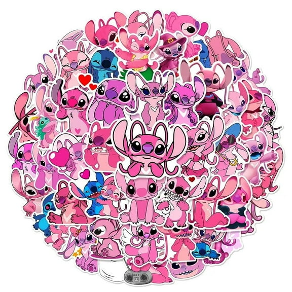 Stitch Angel Character Themed Set of 50 Assorted Stickers Decal Set