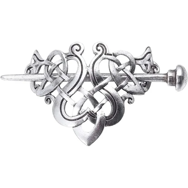 Horquillas para el pelo celtas vikingas, horquillas para el pelo de plata vikinga, horquillas para el pelo de plata retro, accesorios para el cabello, joyería celta para mujer (1 pieza)