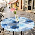 thumbnail image 3 of Watercolor Flowers Elastic Fitted Round Table Cover Ombre Blue Floral Waterproof Outdoor Tablecloth for Holiday Party, Picnic, Patio & Dining Fits Tables Up to 36"-44", 3 of 8