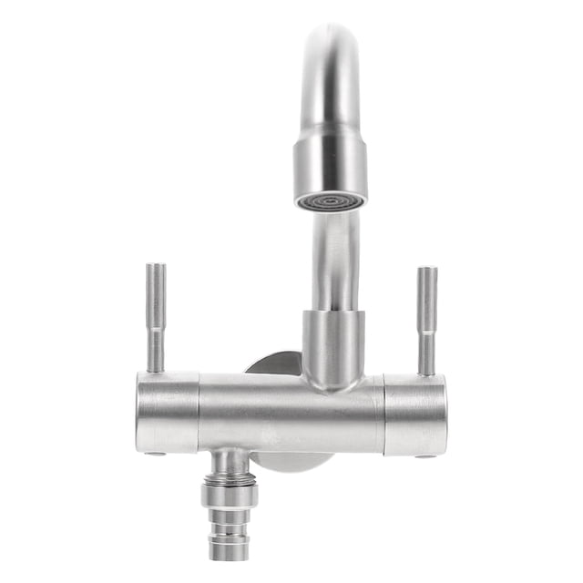 FUTUREORYY 1Set 304 Stainless Steel In-wall Single-cool Dual-use Wall Mount Faucet for Home Kitchen Silver 11.6x5.3in
