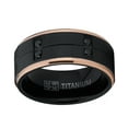 thumbnail image 3 of Metal Masters Mens Duo Black Rose Goldtone Titanium Wedding Band Ring Black Cubic Zirconia 12, 3 of 6