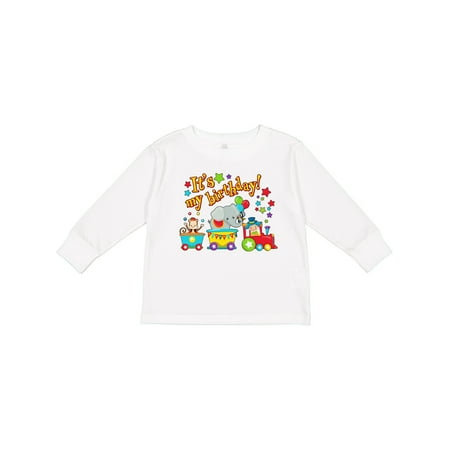 

Inktastic Its My Birthday- Circus Train Monkey Elephant Clown Boys or Girls Long Sleeve Toddler T-Shirt