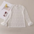 thumbnail image 6 of YHAJDS Girls Lace Mesh Top Solid Color Long Sleeve Crewneck Blouse Daily Summer Lightweight Wear, 6 of 9