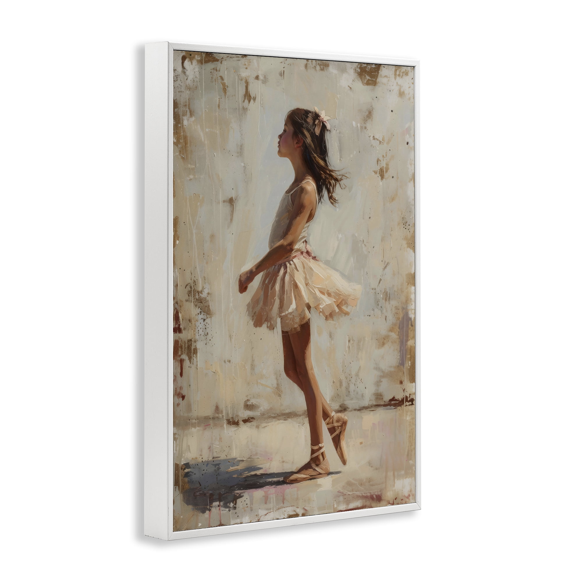 Stupell Industries Ballerina in Soft Light White Framed Giclee Art, design by Creative Studio