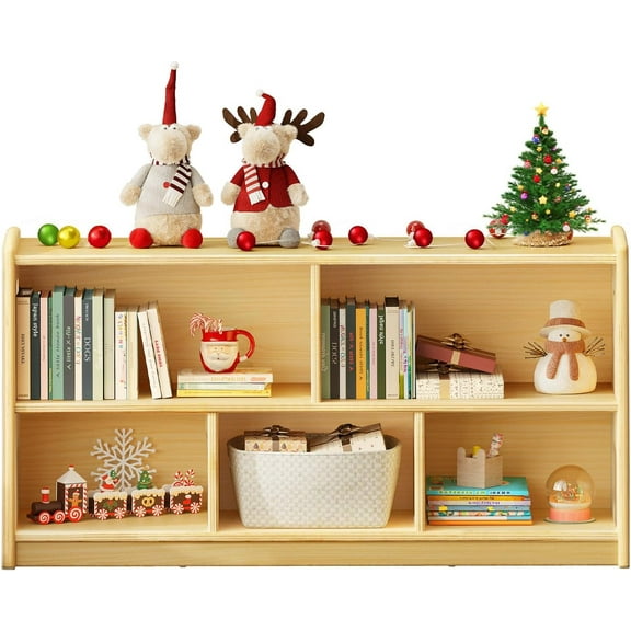 2-Tier Wood Montessori Cabinet for , Toddler Room Book Shelves Toy Organizers and Storage, Small Book Shelf Storage for  Children, Furniture of Classroom, Nursery, Playroom