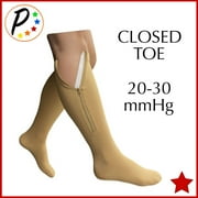 Presadee Original Closed Toe 20-30 mmHg Firm Compression Leg Calf Zipper Socks