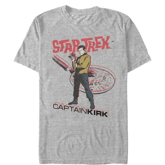 Men's Star Trek: The Original Series Groovy Captain Kirk Pose Graphic Tee Athletic Heather Medium