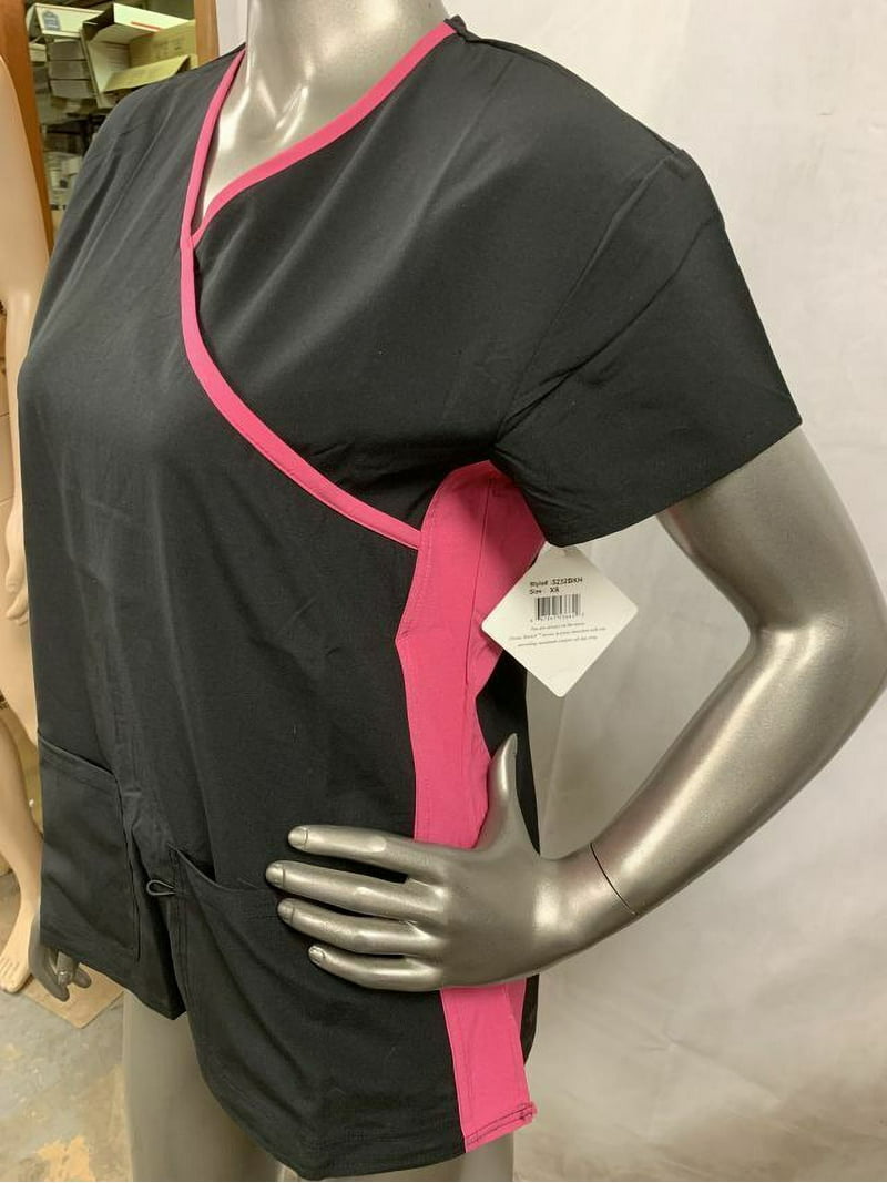 DIVINE STRETCH BY JDM WOMEN'S SCRUB TOP BLACK/PINK XS - Walmart.com