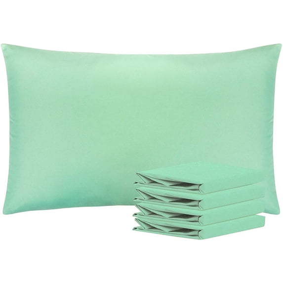 Queen Pillowcases Set of 4, 100% Brushed Microfiber, Soft and Cozy, Wrinkle, Fade, Stain Resistant with Envelope Closure, 20"x 30", Sea Green