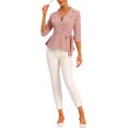 thumbnail image 2 of Allegra K Peplum Tops for Women's Tie Waist Notch Lapel Collar Blouse, 2 of 5