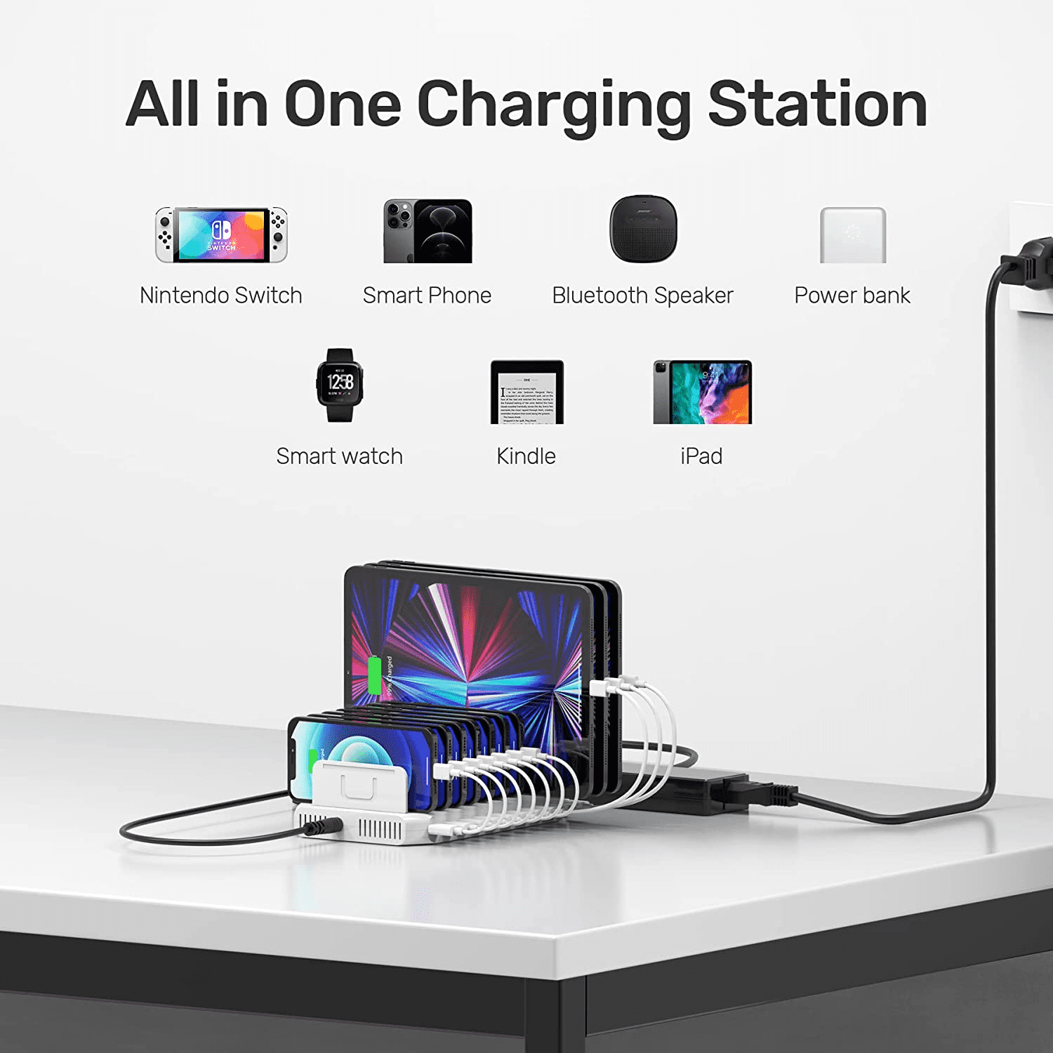 Unitek USB C Charging Station for Multiple Devices Apple, 120W 6 Port  Charging Dock with Type-C PD 20W & PD 60W, Fast Charging Stand with  Smartwatch 