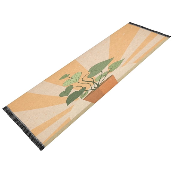 Vintage Modern Runner Rug,Non Slip Machine Washable 72"x23.5" Polyester Material Pet-Friendly Durable,Applicable to Entryway Rug Living Room Rug Heart-shaped Leaves