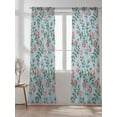 thumbnail image 2 of Sheer Curtains 84 inches Long, Retro Pink Flower Floral Leaf Plant Blue Country Watercolor Light Filtering Sheer Window Curtains Rod Pocket Voile Drapes for Bedroom Living Room, 52"W x 84"L 2 Panels, 2 of 7