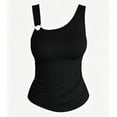 thumbnail image 4 of WRFWUL Womens Summer Asymmetrical One Shoulder Ribbed Tank Tops Metal Ring Detail Fitted Sleeveless Camisole Shirts, 4 of 4