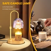BEEPRINCESS Candle Warmer Lamp, 2/4/8H Timer, Dimmable, Adjustable Height, Purple Glass Shade, 2 Bulbs