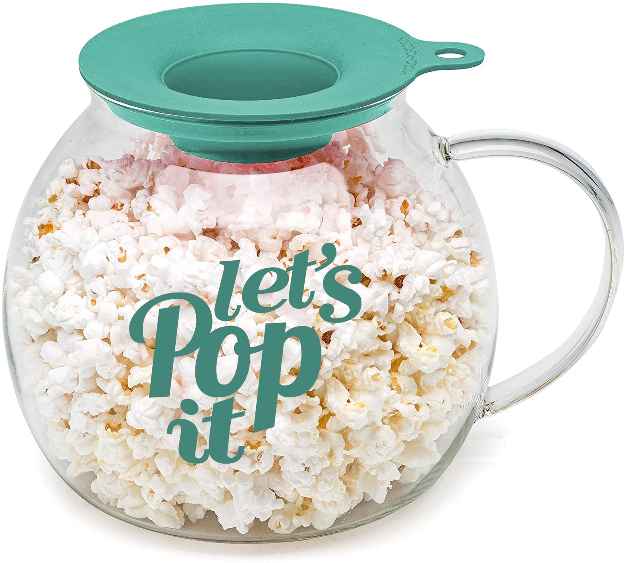 Glass Microwave Popcorn Popper 3 Quart Family Popcorn Popper Teal
