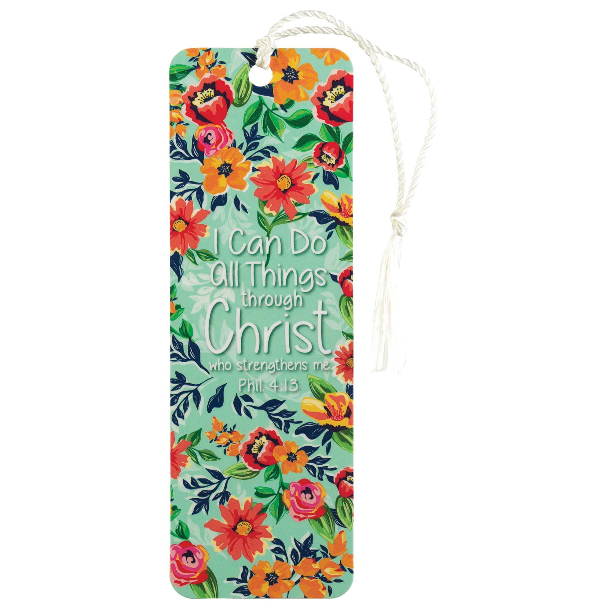 Dicksons Can Do All Things Through Christ Floral 6 inch Paper Tussled Bookmark Pack of 12