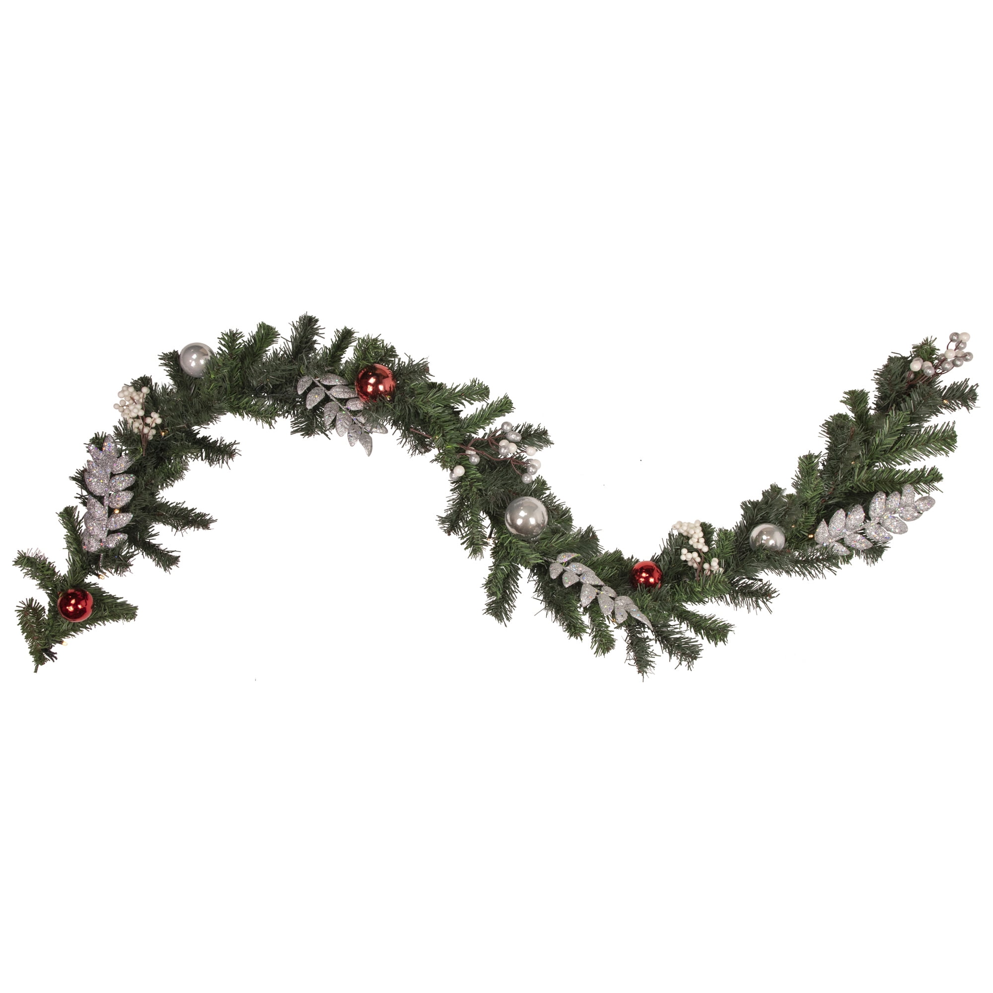 6' x 10' Pre-Lit Decorated Green Pine Artificial Christmas Garland Cool White LED Lights