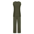 thumbnail image 4 of EQWLJWE Women's Two Piece Lounge Sets with Solid Color Sleeveless Pullover Tops and Wide Leg Pants Summer Tracksuits for Work Beach Vacation Army Green(S-2Xl), 4 of 5