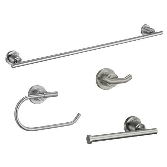 Design House Geneva 4-Piece Bathroom Hardware Accessory Set, Satin Nickel