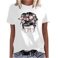 thumbnail image 2 of Fiudx Ofertas Del Día Mujer Casual Verano Impresión Manga Corta Cuello Redondo Suelta Camiseta Blusa Tops, 2 of 5