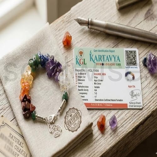 7 Chakra Healing Crystal Chip Bracelet, Natural Gemstone Energy Balance Bracelet for Spiritual Wellness, Unisex, Yoga & Meditation