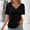thumbnail image 1 of Blouse Décontractée à Manches Courtes et Col en V pour Femmes, Légère et Douce en Polyester, pour Usage Quotidien, Fête, Travail, Vacances, Printemps Automne, 1 of 6