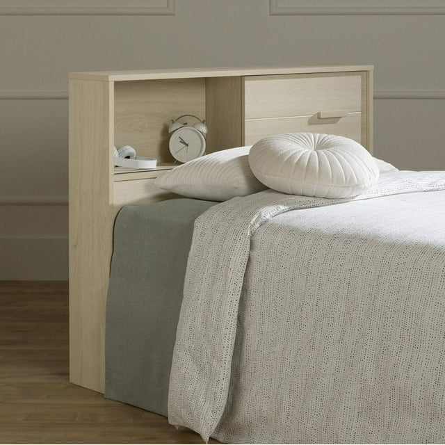 South Shore Noah Twin Bookcase Headboard, in Bleached Oak