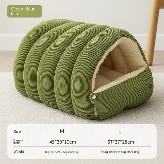 Winter Warm Enclosed Cat Bed - Secure All-Season Pet Nest for Cats & Small Dogs