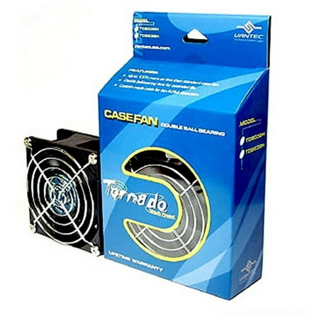 Vantec TD8038H 80mm x 80mm x 38mm Dual Ball-Bearing High-Speed Case Fan, Black