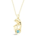 thumbnail image 2 of AFFY Heart Simulated Aquamarine & Cubic Zirconia Dolphin Pendant Necklace 14K Yellow Gold over Silver, 2 of 5