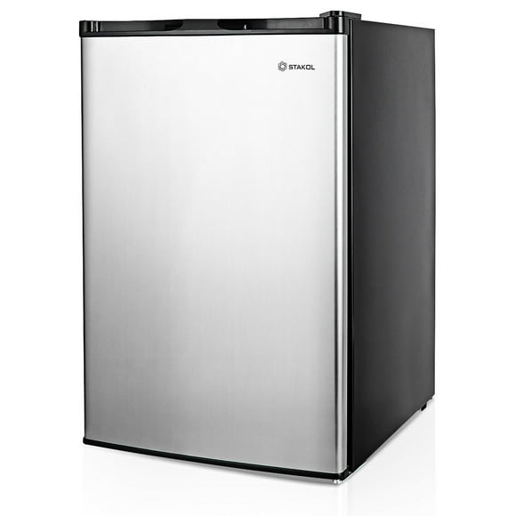 Costway Congélateur Vertical Compact de 3 Pi3 avec Porte Simple en Acier Inoxydable, Tablettes Amovibles