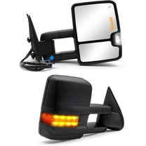 WLLW Towing Mirrors Compatible with 2003-2006 Chevy Silverado 1500 2500 3500 GMC Sierra Yukon Tahoe Power Heated Turn Signal Light Arrow Lamp Manual Flip Up Pickup Truck Tow Mirrors LH RH Black
