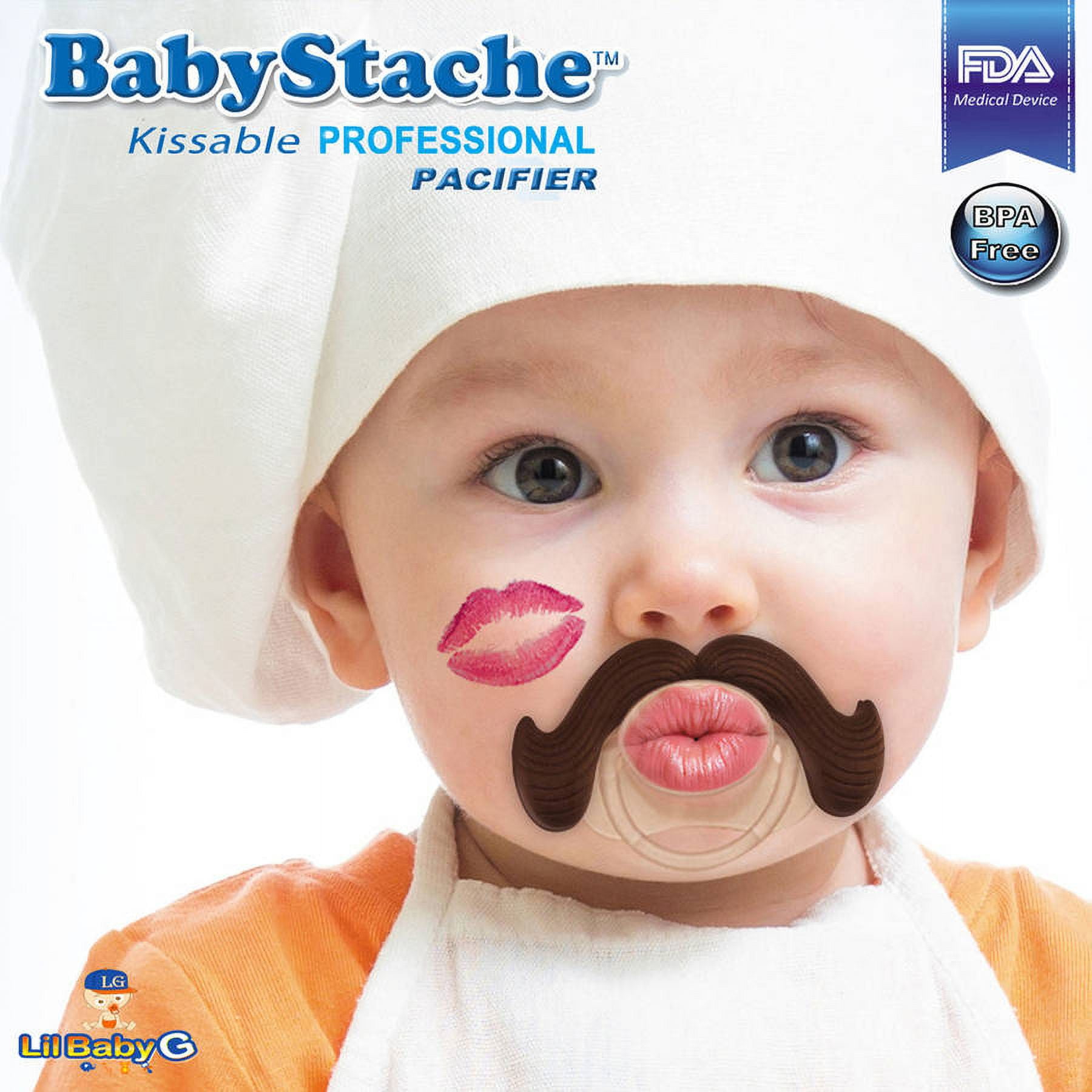 BabyStache Kissable Professional Pacifier, Brown