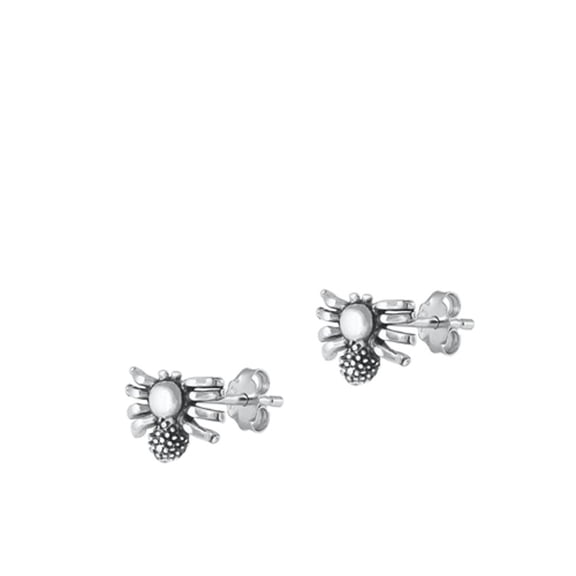 Sterling Silver Spider Stud Oxidized High Polished Earrings .925 New Jewelry Female Unisex