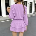 thumbnail image 3 of Vornjynx Kids Girls Outfit Sets Long Sleeve T-Shirt and Tiered Skirt Ruffle Hem Summer Trendy Cute Clothes 2 Piece Purple Size 13, 3 of 8