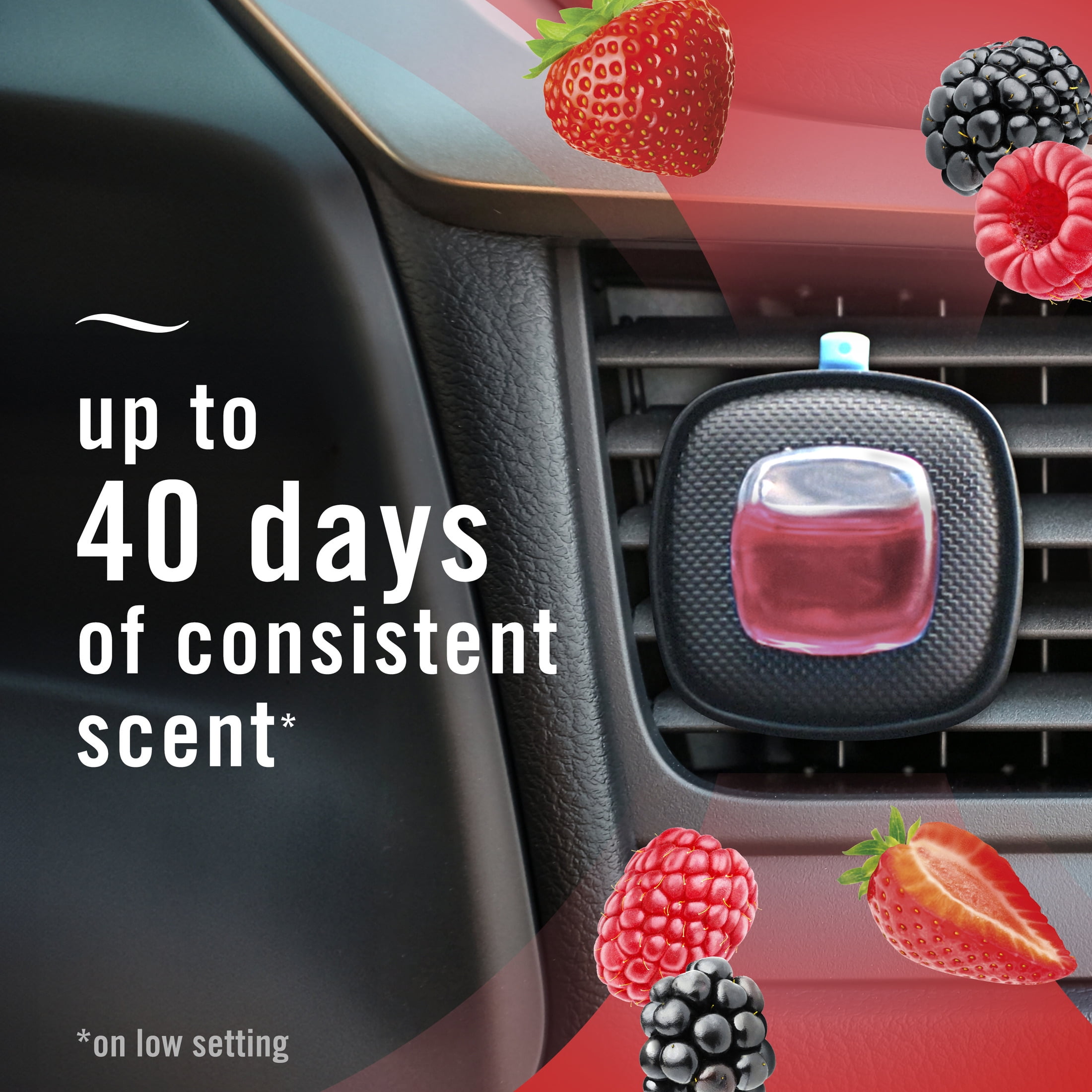 (2 pack) Febreze AUTO Car Air Freshener, Odor-Fighting Car Vent Clip, Berry, 2 Count