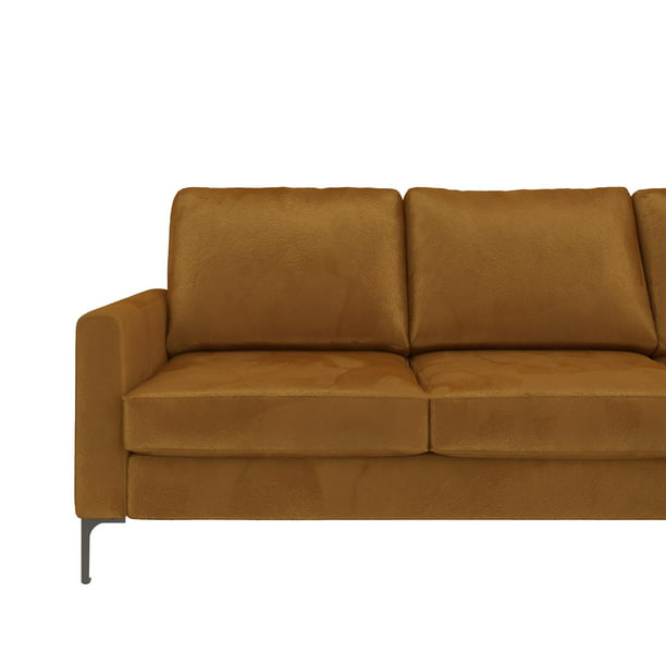 Novogratz Chapman Reversible Sectional Sofa Floating Ottoman with Black Metal Legs, Rust Velvet - Walmart.com
