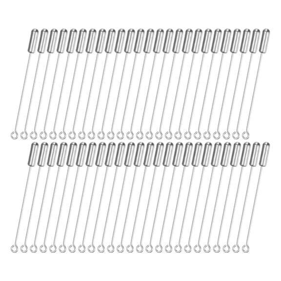 50-Pack Brooch Stick Pins, 2 Inch Copper Long Needle Eye Pin with Stopper Ends for DIY Clothing/Accessories/Suit tie/hat/Scarf/Jewelry, Straight Flat Head Pins [Silver]