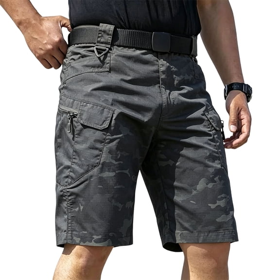 Nestiefly Men's Tactical Cargo Shorts Lightweight Stretch Ripstop Hiking Work Shorts with Multi Pockets Waterproof Casual Shorts 2026 Black 2XL