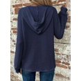 thumbnail image 2 of Mengpipi Women's Tops Fall Spring Long Sleeve V-Neck Waffle Knit Hooded Button Front Loose Casual Cardigan S-2XL, 2 of 9