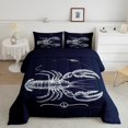 thumbnail image 2 of Erosebridal Ensemble de Literie Imprimé Homard, Insert de Couette Animal Océan, Bleu Marine, Réversible 3 Pcs, 2 of 7